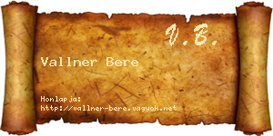 Vallner Bere névjegykártya